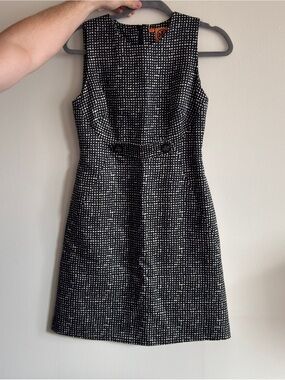 Tory Burch Black & White Silk Blend Sleeveless Fit & Flare Dress Size 4 like new